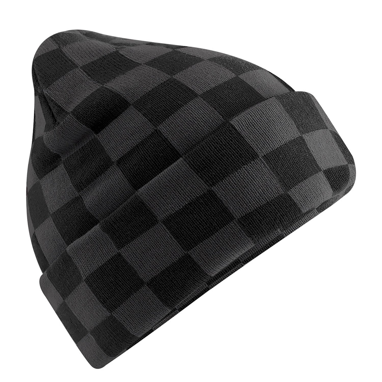 Black-Charcoal - Front - Beechfield Checkerboard Beanie
