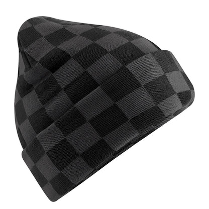 Black-Charcoal - Front - Beechfield Checkerboard Beanie