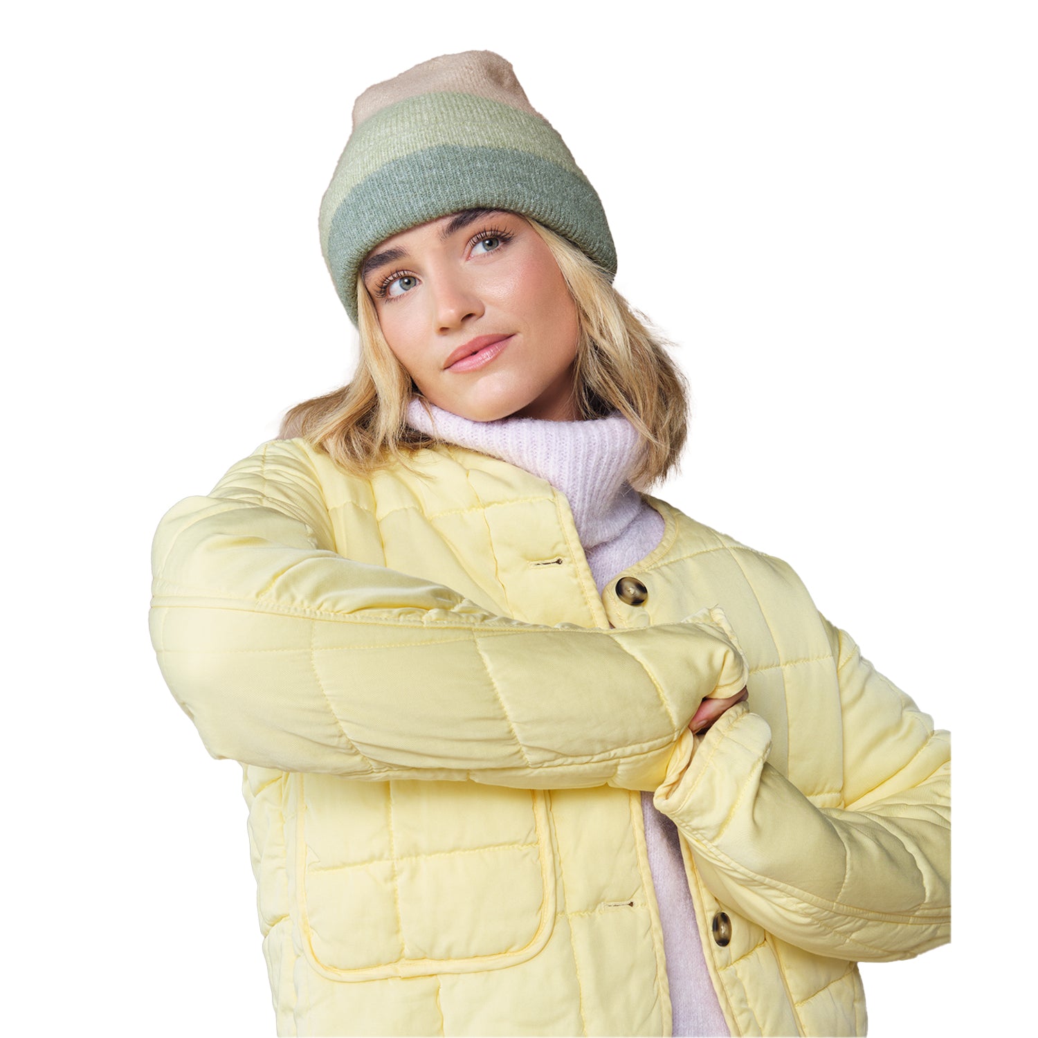 Almond-Pistachio-Dusty Green - Side - Beechfield Wave Soft Beanie