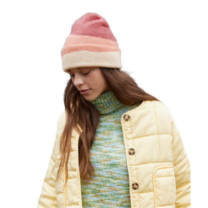 Rose-Peach-Vanilla - Side - Beechfield Wave Soft Beanie