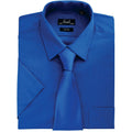 Royal - Back - Premier Mens Short Sleeve Formal Poplin Plain Work Shirt