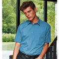 Turquoise - Back - Premier Mens Short Sleeve Formal Poplin Plain Work Shirt