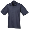 Navy - Front - Premier Mens Short Sleeve Formal Poplin Plain Work Shirt