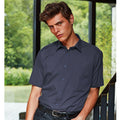 Navy - Back - Premier Mens Short Sleeve Formal Poplin Plain Work Shirt