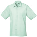 Aqua - Front - Premier Mens Short Sleeve Formal Poplin Plain Work Shirt
