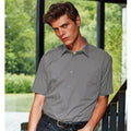Dark Grey - Back - Premier Mens Short Sleeve Formal Poplin Plain Work Shirt