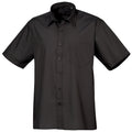 Black - Front - Premier Mens Short Sleeve Formal Poplin Plain Work Shirt