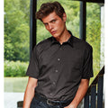 Black - Back - Premier Mens Short Sleeve Formal Poplin Plain Work Shirt