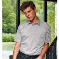 Silver - Back - Premier Mens Short Sleeve Formal Poplin Plain Work Shirt