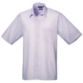 Lilac - Front - Premier Mens Short Sleeve Formal Poplin Plain Work Shirt