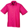 Hot Pink - Front - Premier Mens Short Sleeve Formal Poplin Plain Work Shirt