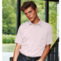 Pink - Back - Premier Mens Short Sleeve Formal Poplin Plain Work Shirt