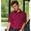 Burgundy - Back - Premier Mens Short Sleeve Formal Poplin Plain Work Shirt
