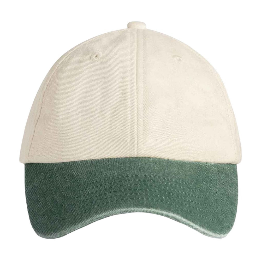 Natural-Vintage Bottle Green - Front - Beechfield Unisex Adult Contrast Baseball Cap