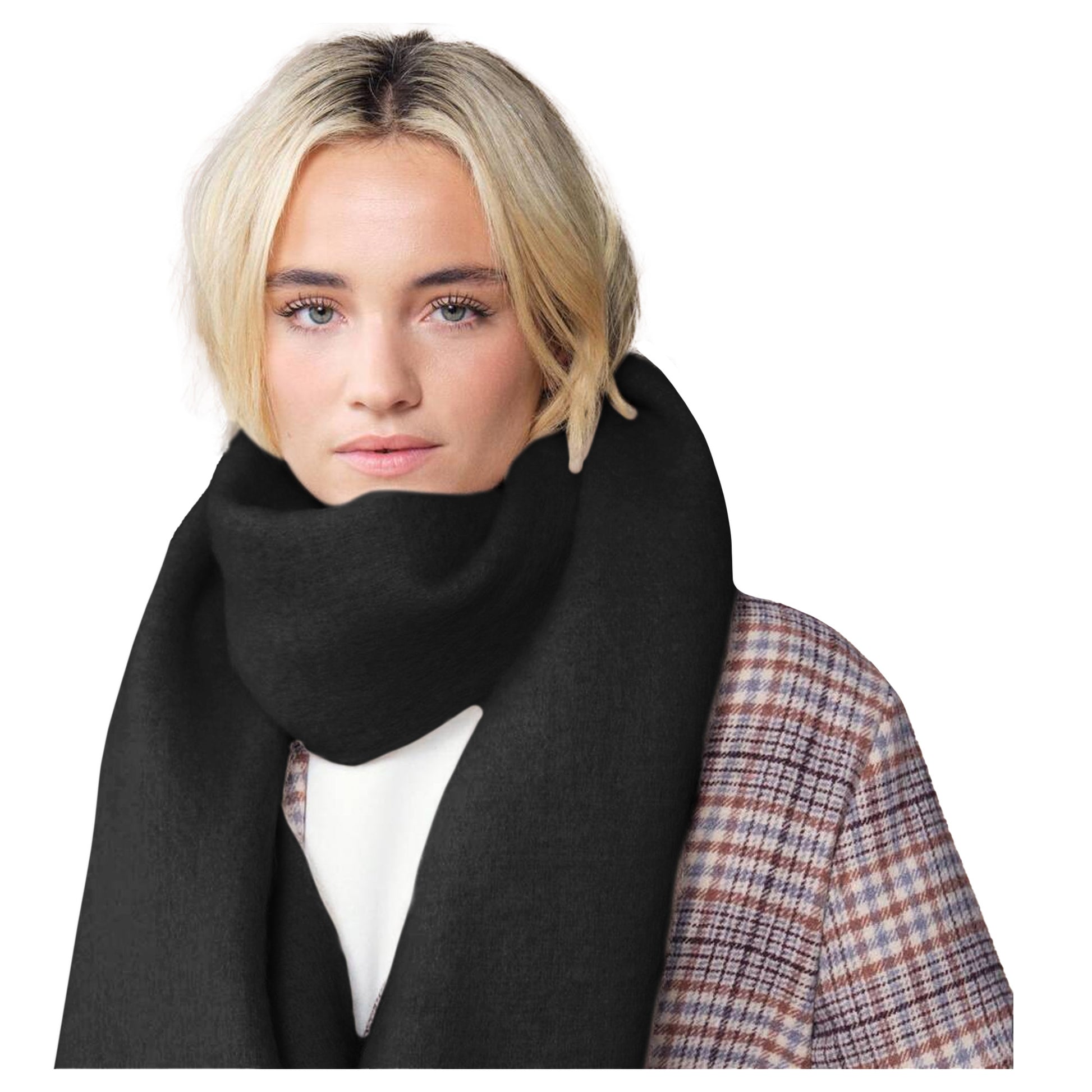 Black - Back - Beechfield Fluffy Scarf