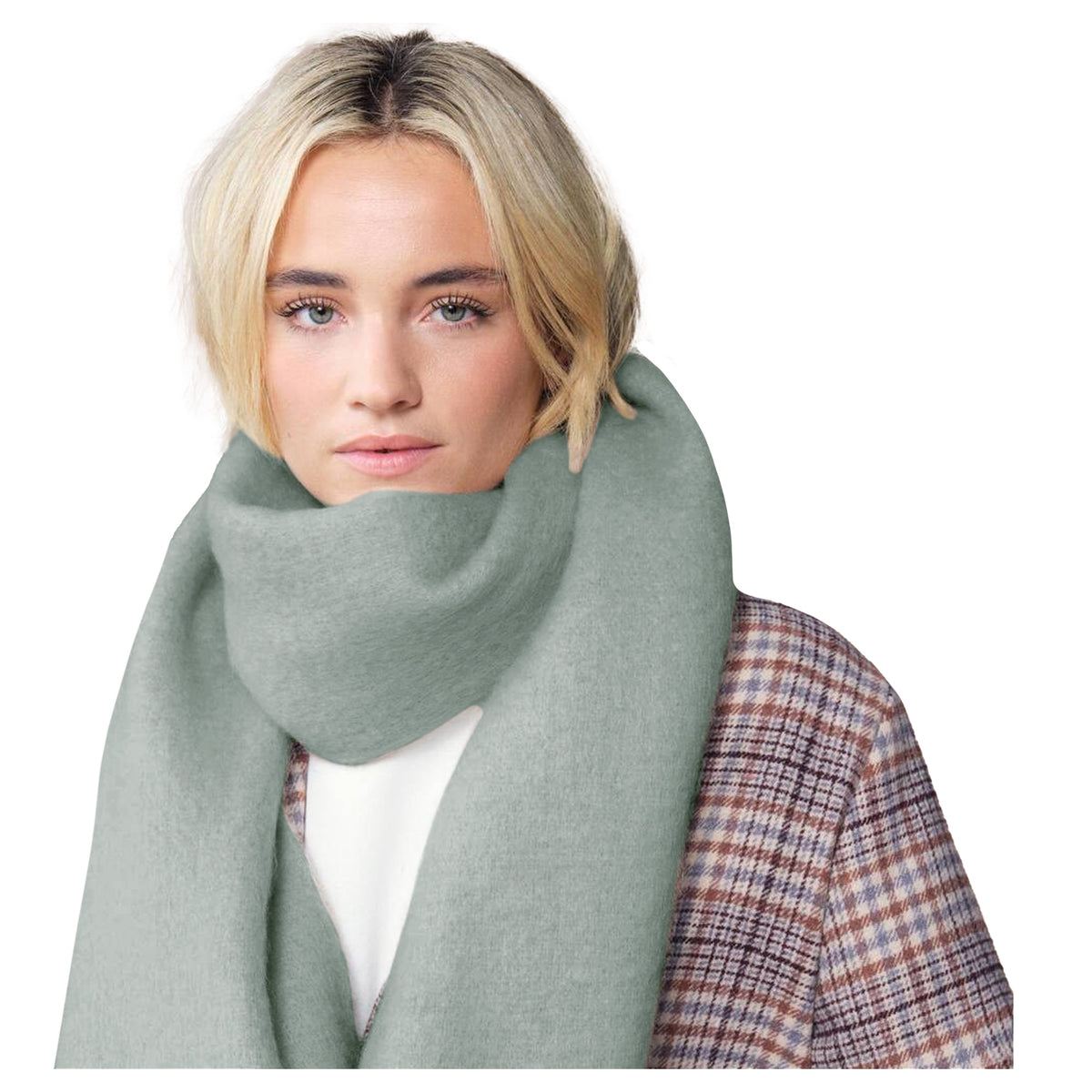 Dusty Green - Back - Beechfield Fluffy Scarf