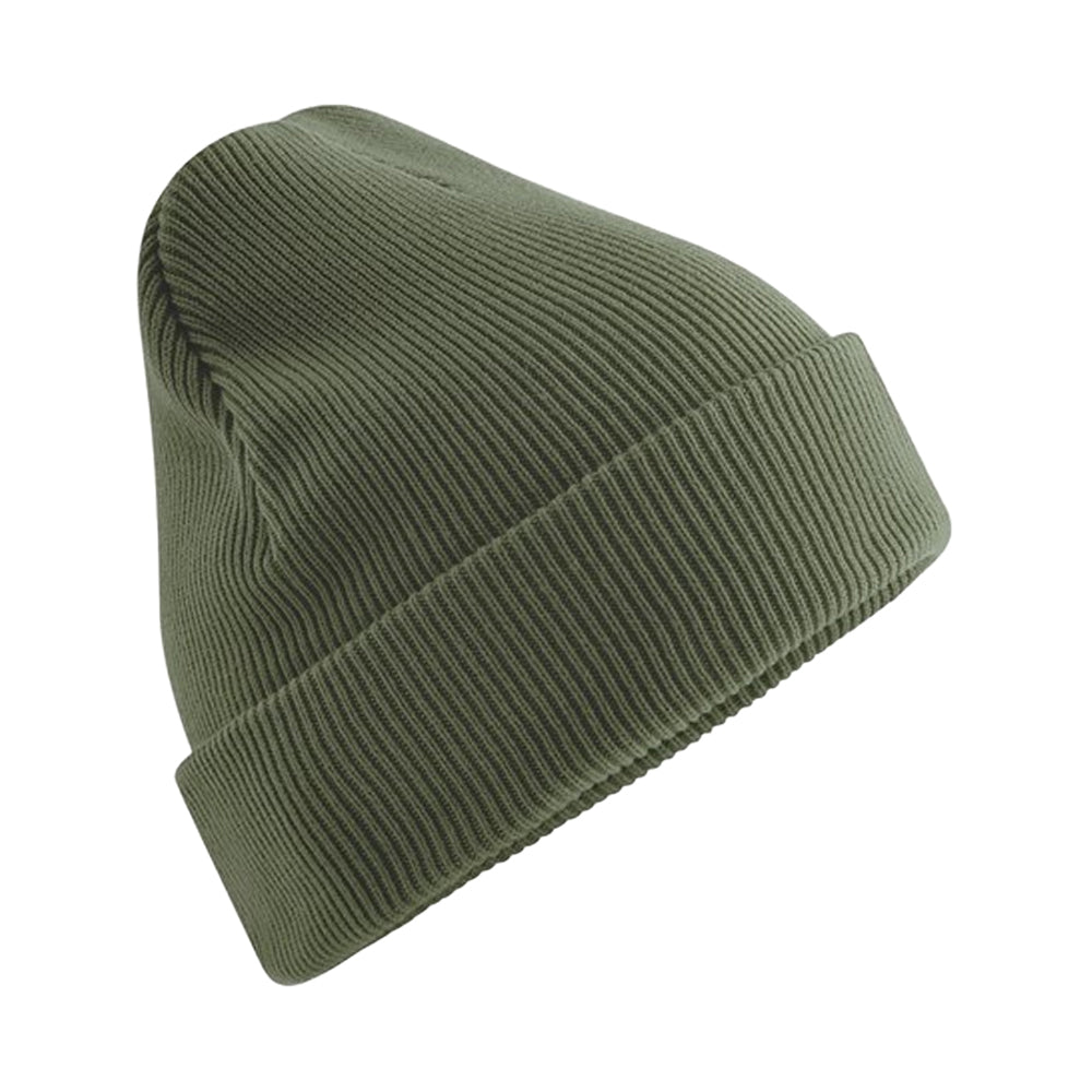 Olive Green - Front - Beechfield Unisex Adult Original Organic Cotton Cuffed Beanie