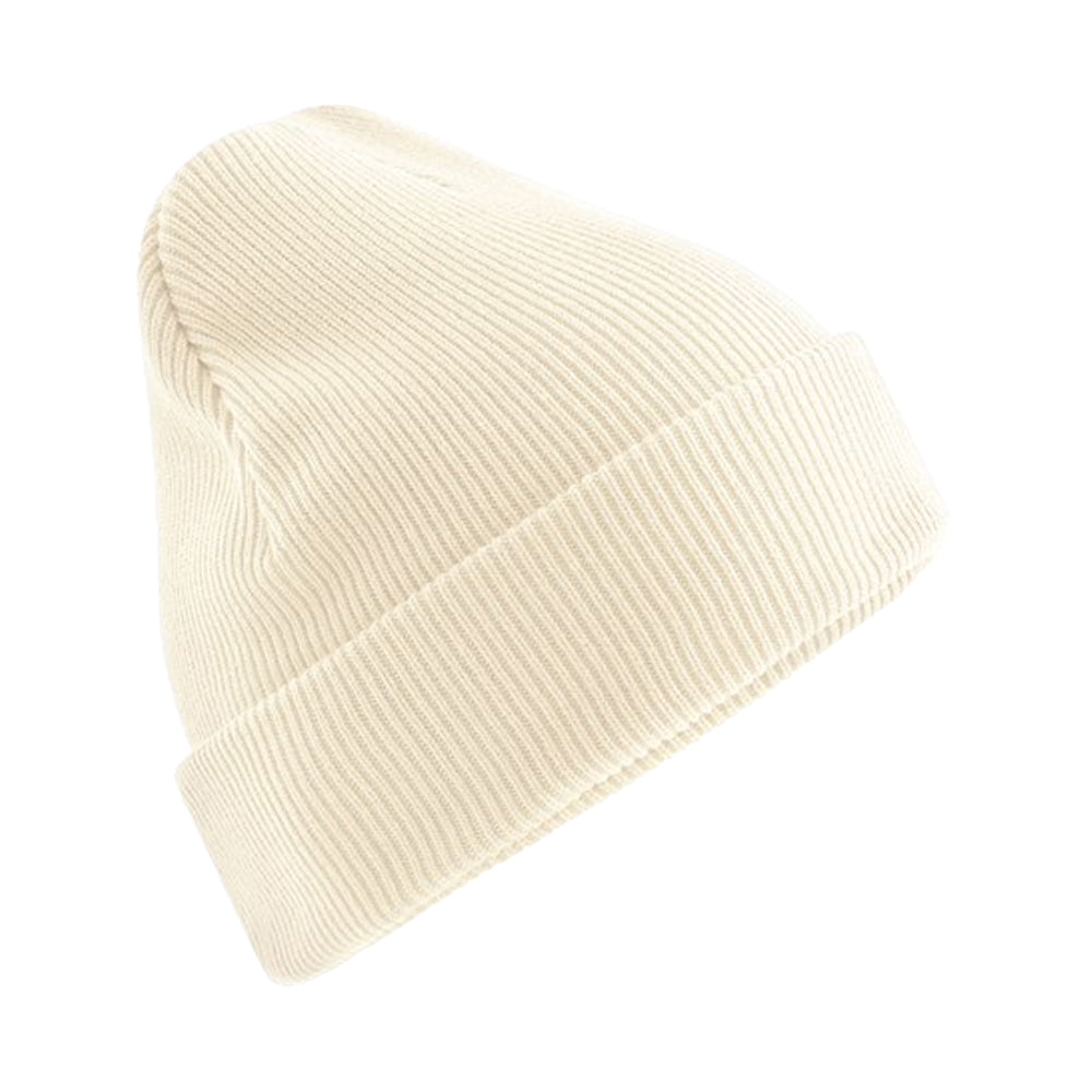 Off White - Front - Beechfield Unisex Adult Original Organic Cotton Cuffed Beanie