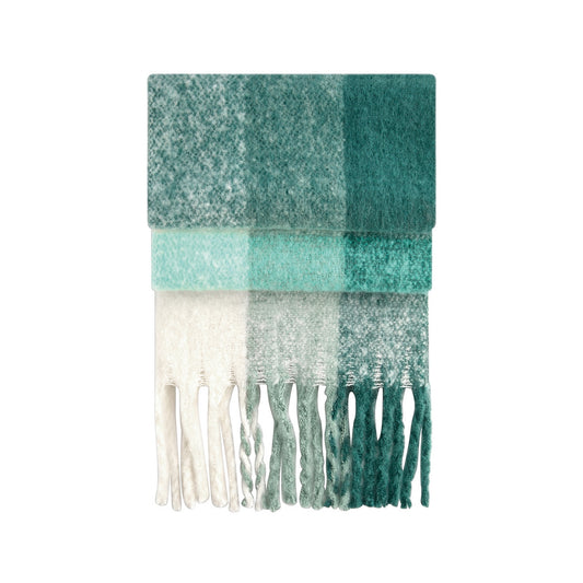 Green - Front - Beechfield Unisex Adult Checked Fluffy Scarf