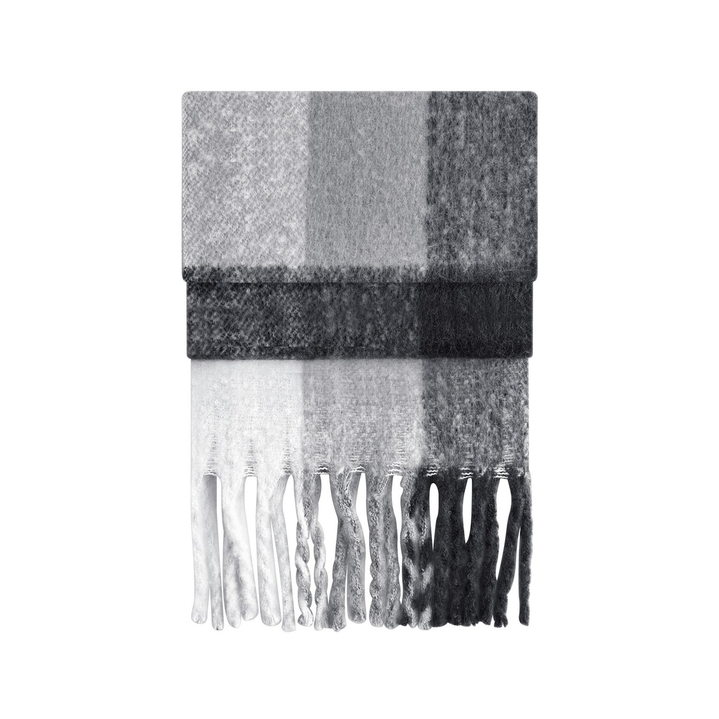 Grey - Front - Beechfield Unisex Adult Checked Fluffy Scarf