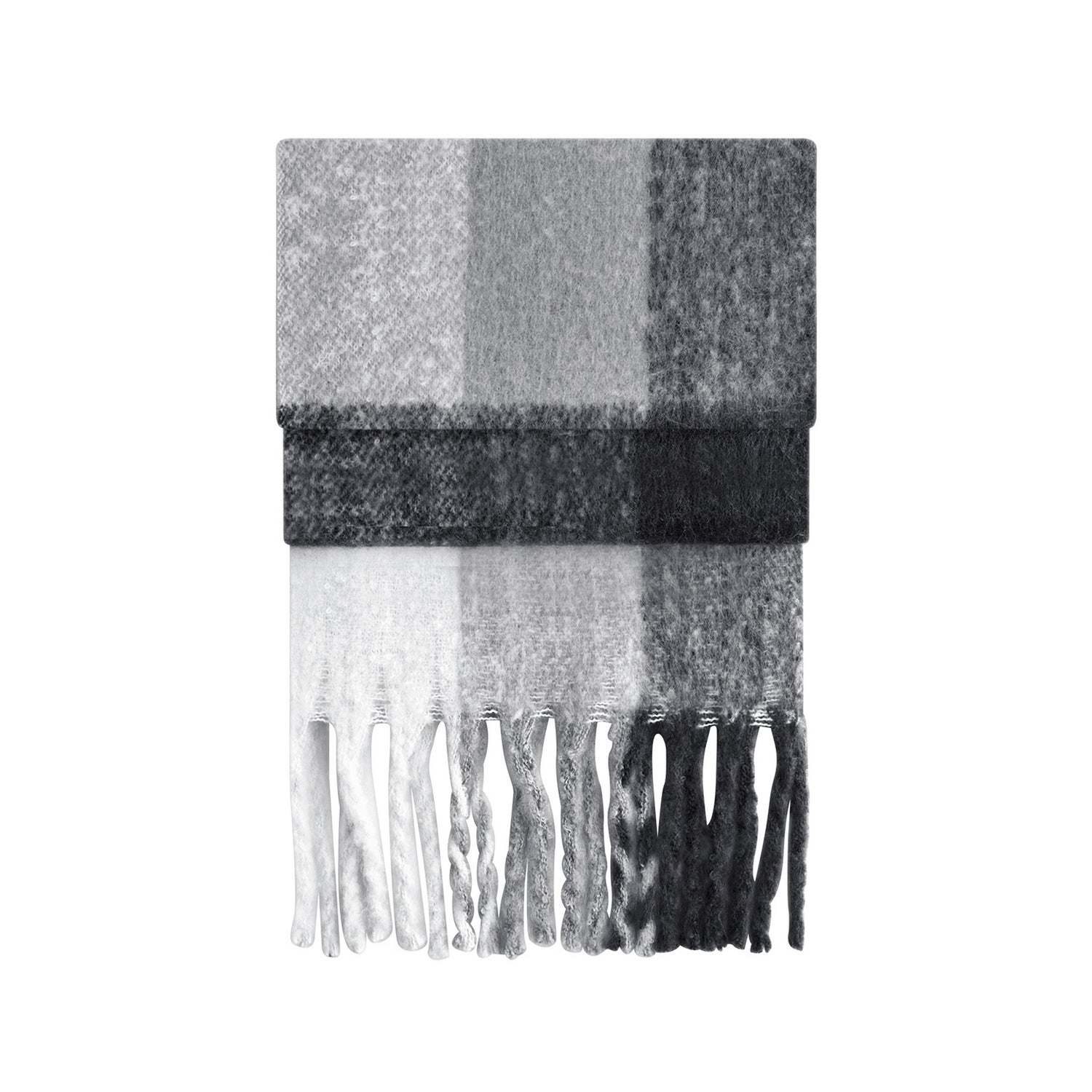 Grey - Front - Beechfield Unisex Adult Checked Fluffy Scarf