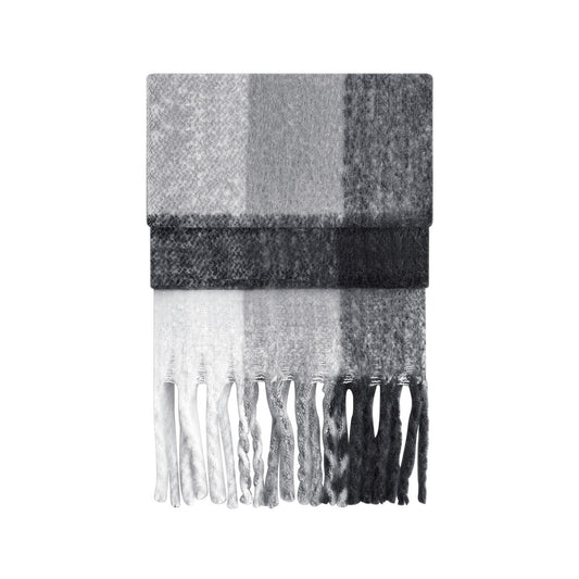 Grey - Front - Beechfield Unisex Adult Checked Fluffy Scarf