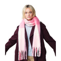Pink - Back - Beechfield Unisex Adult Checked Fluffy Scarf