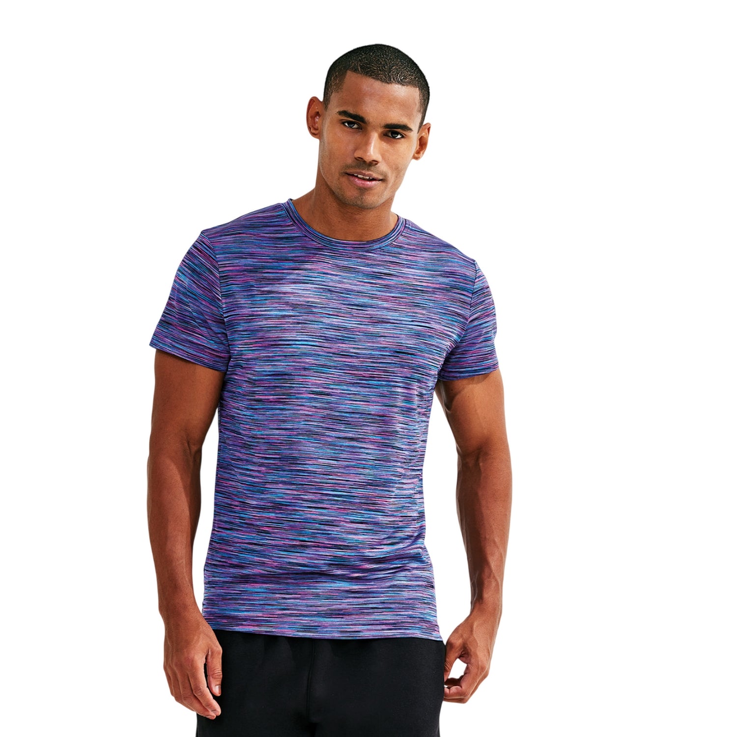 Pink-Blue - Back - TriDri Unisex Adult Space Dye Performance T-Shirt