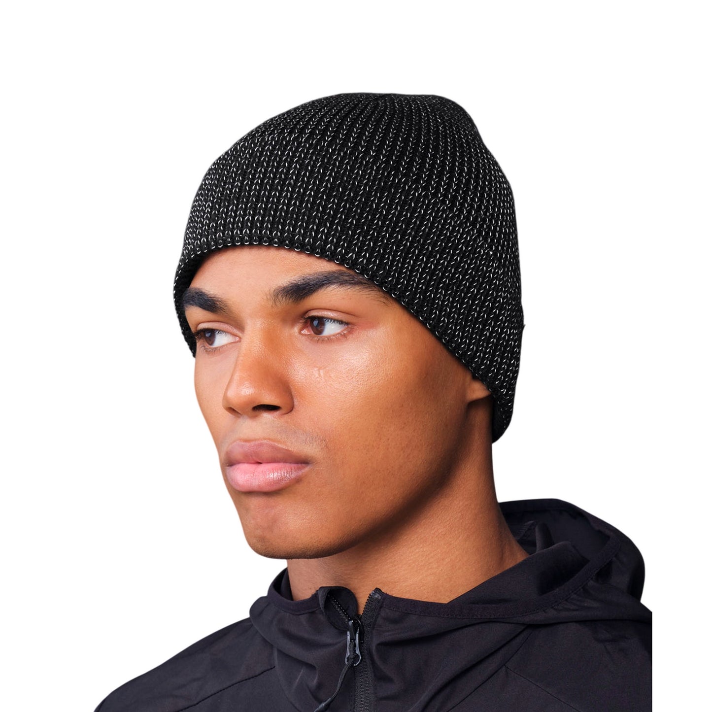 Black - Back - Beechfield Unisex Adult Streetlite Reflective Beanie