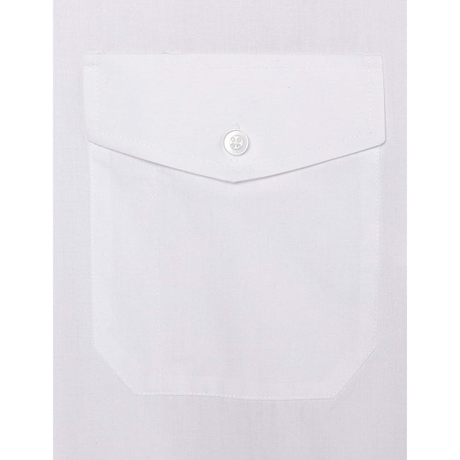 White - Close up - Premier Mens Short Sleeve Pilot Plain Work Shirt