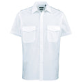 Light Blue - Front - Premier Mens Short Sleeve Pilot Plain Work Shirt