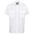 White - Front - Premier Mens Short Sleeve Pilot Plain Work Shirt