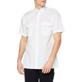 White - Back - Premier Mens Short Sleeve Pilot Plain Work Shirt