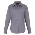 Steel - Front - Premier Womens-Ladies Poplin Long-Sleeved Blouse