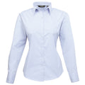 Light Blue - Front - Premier Womens-Ladies Poplin Long Sleeve Blouse - Plain Work Shirt