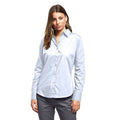Light Blue - Side - Premier Womens-Ladies Poplin Long Sleeve Blouse - Plain Work Shirt