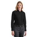 Black - Pack Shot - Premier Womens-Ladies Poplin Long-Sleeved Blouse