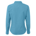 Turquoise - Back - Premier Womens-Ladies Poplin Long Sleeve Blouse - Plain Work Shirt
