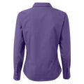 Purple - Back - Premier Womens-Ladies Poplin Long Sleeve Blouse - Plain Work Shirt