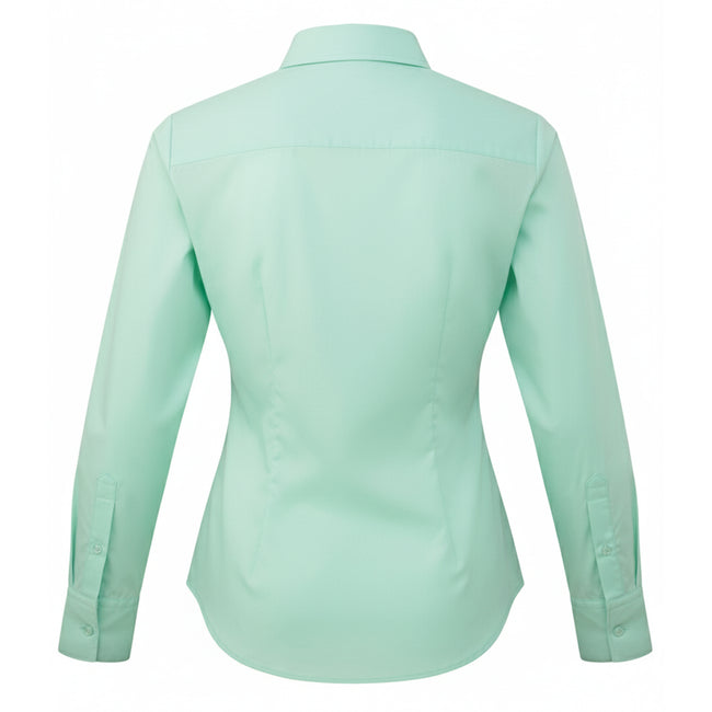 Aqua - Back - Premier Womens-Ladies Poplin Long-Sleeved Blouse