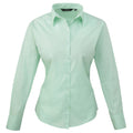 Aqua - Front - Premier Womens-Ladies Poplin Long Sleeve Blouse - Plain Work Shirt