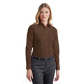 Brown - Pack Shot - Premier Womens-Ladies Poplin Long-Sleeved Blouse
