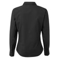 Black - Back - Premier Womens-Ladies Poplin Long Sleeve Blouse - Plain Work Shirt