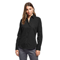 Black - Side - Premier Womens-Ladies Poplin Long Sleeve Blouse - Plain Work Shirt
