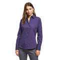 Purple - Side - Premier Womens-Ladies Poplin Long Sleeve Blouse - Plain Work Shirt