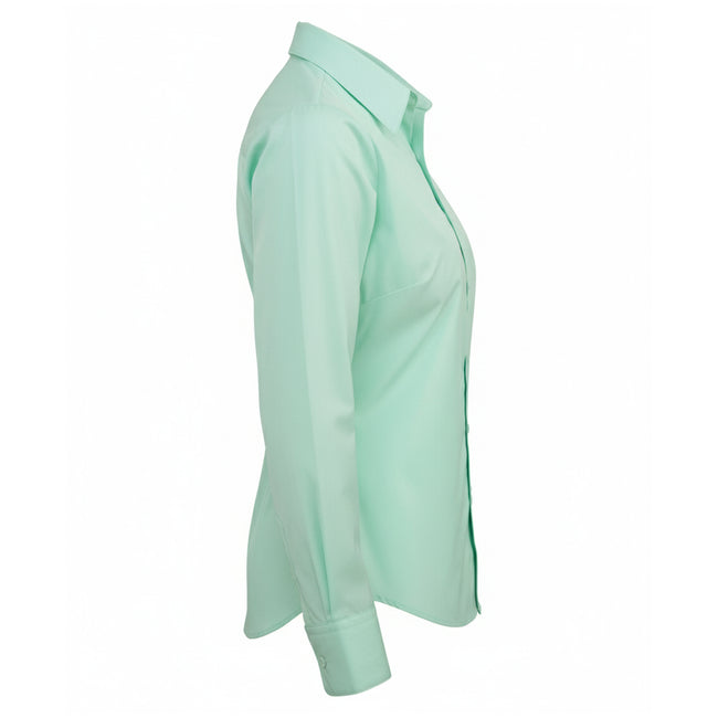 Aqua - Side - Premier Womens-Ladies Poplin Long-Sleeved Blouse