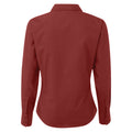 Burgundy - Back - Premier Womens-Ladies Poplin Long Sleeve Blouse - Plain Work Shirt