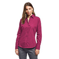 Hot Pink - Side - Premier Womens-Ladies Poplin Long Sleeve Blouse - Plain Work Shirt