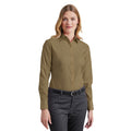 Khaki - Pack Shot - Premier Womens-Ladies Poplin Long-Sleeved Blouse