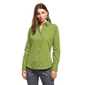 Lime - Side - Premier Womens-Ladies Poplin Long Sleeve Blouse - Plain Work Shirt